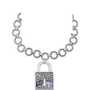 Samuel B. Sterling Silver Abalone Tree of Life Lock Toggle Bracelet